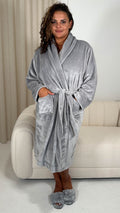 CurveWow Fleece Dressing Gown Grey