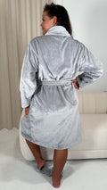 CurveWow Fleece Dressing Gown Grey