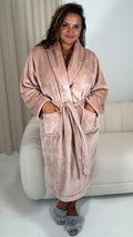 CurveWow Fleece Dressing Gown Powder Pink