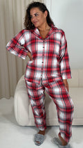 CurveWow Flannel Pyjama Set White/Red