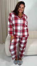 CurveWow Flannel Pyjama Set White/Red