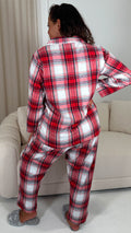 CurveWow Flannel Pyjama Set White/Red