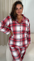 CurveWow Flannel Pyjama Set White/Red