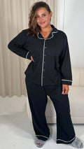 CurveWow Long Sleeve Pyjama Set Black