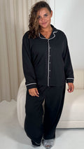 CurveWow Long Sleeve Pyjama Set Black