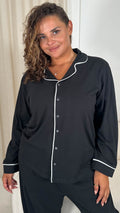 CurveWow Long Sleeve Pyjama Set Black