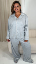 CurveWow Long Sleeve Pyjama Set Light Grey Marl