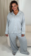 CurveWow Long Sleeve Pyjama Set Light Grey Marl