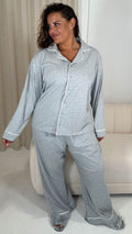 CurveWow Long Sleeve Pyjama Set Light Grey Marl