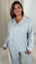 CurveWow Long Sleeve Pyjama Set Light Grey Marl