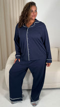 CurveWow Long Sleeve Pyjama Set Navy