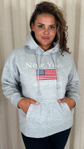 CurveWow Embroidered Flag Slogan Hoodie Grey