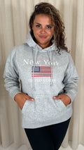 CurveWow Embroidered Flag Slogan Hoodie Grey