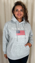 CurveWow Embroidered Flag Slogan Hoodie Grey