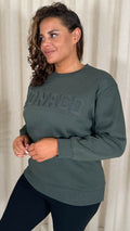 CurveWow Embossed 'Monaco' Sweatshirt Khaki