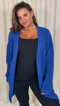 CurveWow Slouch Pocket Knitted Cardigan Cobalt Blue