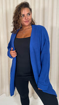 CurveWow Slouch Pocket Knitted Cardigan Cobalt Blue