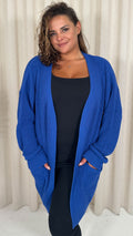 CurveWow Slouch Pocket Knitted Cardigan Cobalt Blue