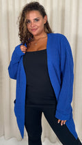 CurveWow Slouch Pocket Knitted Cardigan Cobalt Blue