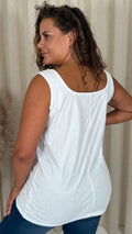 CurveWow Square Neck Basic Vest White