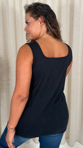 CurveWow Square Neck Basic Vest Black