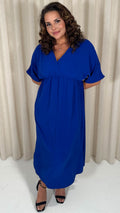 CurveWow Kimono Wrap Midaxi Dress Cobalt Blue