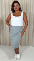 CurveWow Basic Tube Midi Skirt Grey Marl