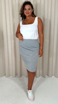 CurveWow Basic Tube Midi Skirt Grey Marl