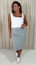 CurveWow Basic Tube Midi Skirt Grey Marl