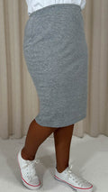 CurveWow Basic Tube Midi Skirt Grey Marl