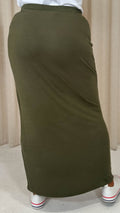 CurveWow Basic Tube Maxi Skirt Dark Khaki