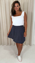 CurveWow Plain Skater Skirt Navy Spot