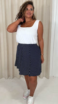 CurveWow Plain Skater Skirt Navy Spot