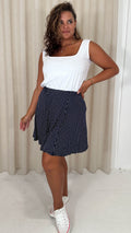 CurveWow Plain Skater Skirt Navy Spot