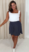 CurveWow Plain Skater Skirt Navy Spot