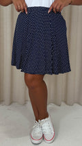 CurveWow Plain Skater Skirt Navy Spot