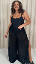 CurveWow Sheer Split Leg Beach Trousers Black