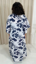 CurveWow Cotton Maxi Kaftan Navy Leaf