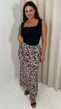 CurveWow Bubble Crepe Split Side Midaxi Skirt Leopard