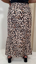 CurveWow Bubble Crepe Split Side Midaxi Skirt Leopard