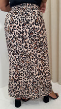 CurveWow Bubble Crepe Split Side Midaxi Skirt Leopard