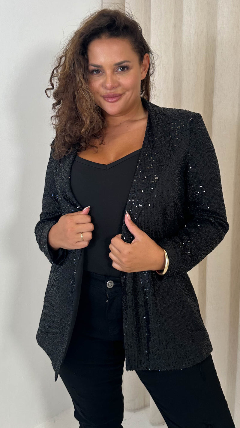 CurveWow Sequin Blazer Black