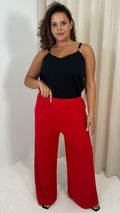 CurveWow Crepe Relaxed Wide Leg Trouser Cherry Red