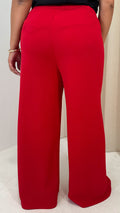 CurveWow Crepe Relaxed Wide Leg Trouser Cherry Red