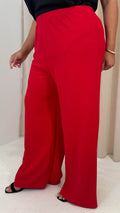 CurveWow Crepe Relaxed Wide Leg Trouser Cherry Red