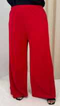 CurveWow Crepe Relaxed Wide Leg Trouser Cherry Red