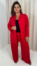 CurveWow Crepe Relaxed Blazer Cherry Red