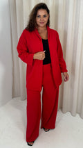 CurveWow Crepe Relaxed Blazer Cherry Red