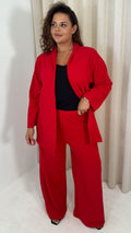 CurveWow Crepe Relaxed Blazer Cherry Red