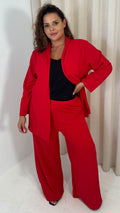 CurveWow Crepe Relaxed Wide Leg Trouser Cherry Red